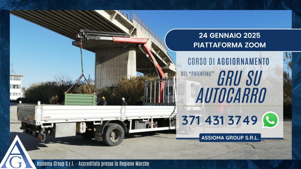 24 gennaio 2025 - Aggiornamento “patentino” di Gru su Autocarro ONLINE